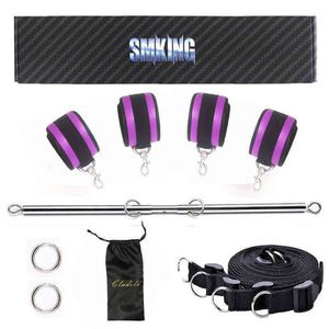 Nxy Adult Toys Barra di sollevamento in acciaio inossidabile per allargamento delle gambe espandibile regolabile con giochi di manette bondage bdsm Coppie sessuali 1207