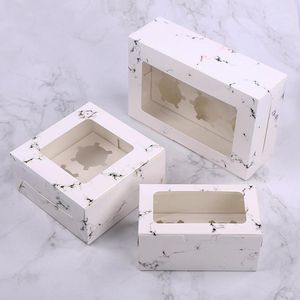 Gift Wrap 10pcs 2/4/6 Cavities Marbling Cupcake Boxes And Packaging With Inserts Window Muffin Holder Dessert Containers