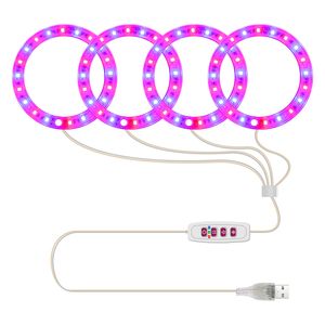 4 Angel Rings LED Grow Light Full Spectrum Plant Lamp For Indoor Seedling Succulents and Bloom Sunlight Pink Red Blue