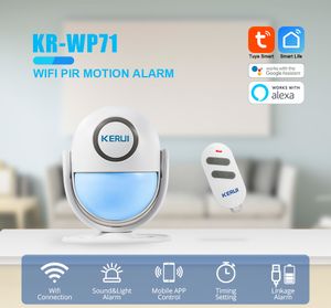 Sistema di allarme WIFI KERUI Sensori di movimento PIR wireless Tuya Smart Funziona con Alexa LED Flash 120 dB forte