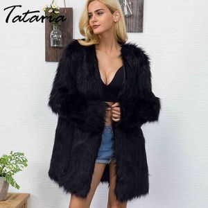 Tataria Women's Winter Fur Coat Female Long Sleeve Faux Women S-3XL Plus Size Jacket Warm Teddy 210514