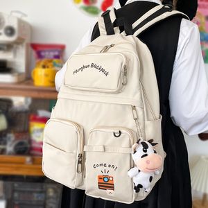 Mochila impermeável nylon mulheres kawaii menina faculdade saco estudante estudante viagem laptop laptop moda livro senhora