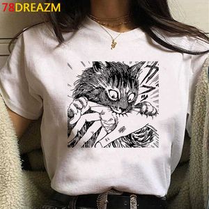 Japonés Manga Junji Ito T Shirt Hombres Verano Top Horror Anime Tshirt Tomie Shintaro Kago Girl Graphic Tees Tshirt Masculino X0621