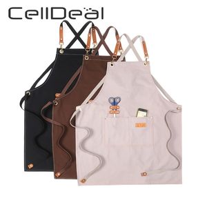 Grembiuli da cucina in tela per chef Multi tasche Grembiule da lavoro multiuso per bar Ristorante Grill Cafe Barbecue Milk Tea Shop Garden 210625