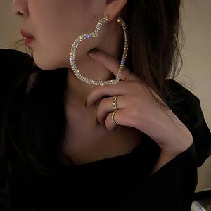Hoop & Huggie Big Heart Crystal Earrings For Women Bijoux Geometric Rhinestone Statement Jewelry Party Gifts