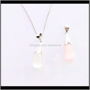 Halsband hängsmycken smycken droppleverans 2021 sexig beutiful halsband sten opal vatten dropp hänge vit lila färg mässing kedja imitatio