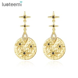 Wholesale chinese instruments resale online - China Lute Musical Instrument Drop Earrings For Women Shining Stars Black CZ Round Fashion Jewelry Dangle Chandelier