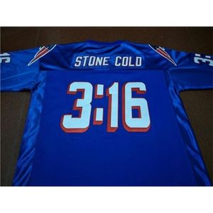 Good Man Youth Women Vintage Stone Cold Steve Austin # 3:16 Zespół Wydany Blu Football Jersey Rozmiar S-5XL lub niestandardowy Dowolna nazwa lub Jersey Number