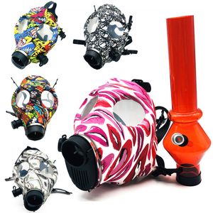 Silikonmask Creative Acrylic Smoking Pipe Gas Mask Pipes Akryl Bongs Tabacco Shisha Pipe Water Pipe