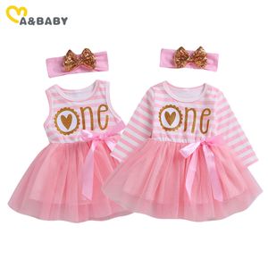 0-24M Neonata nata Tutu Dress One Donuts Princess Birthday Clothes 210515