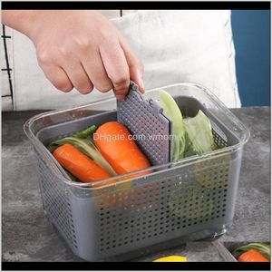 Housekeeping Organization Home Gardenkitchen Storage Box Fresh-Keeping Refrigerator Fruit Vegetable Drain Crisper Container 20X13Dot5X11Dot5C