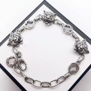 2021 fashion Link Chainhop domineering tiger head bracelet old style vintage antique silver high-quality belt box