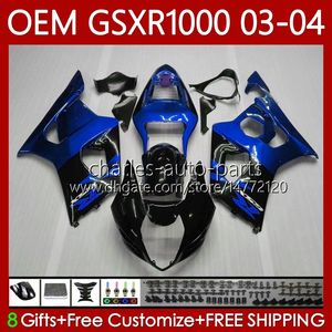 Suzuki GSX-R1000 için Enjeksiyon Kalıp Vücudu GSXR 1000 CC GSXR-1000 K3 2003-2004 Üstyapı 67No.77 Fabrika Mavi K3 1000CC GSXR1000 03 04 GSX R1000 2003 2004 OEM FUARLARI SICI