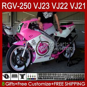 OEM Fairings för SUZUKI RGV250 SAPC VJ23 RVG250 250CC VJ 23 Cowling RGV-250CC 97 98 Bodywork 107HC.6 RGV-250 Panel RGVT-250 RGVT RGV 250 CC 1997 1998 Bodys Lucky Pink Stock