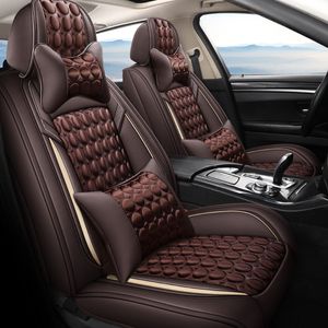 Leather&Fabric Car Seat Covers Faux Leatherette Automotive Vehicle Cushion Cover Universal Fit Set Auto Interior Accessories