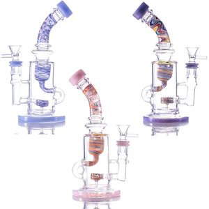 Glasbongs verdrehte farbenfrohe Wasserrohre 14mm Dabs Rig mit Schalen Öl Bong Nagel Raucherölbrennerrohr