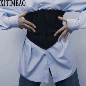 Za moda tendência mulheres corpo shaper fivela cintura larga cinto underbust espartilho cinto acessórios colete 210602