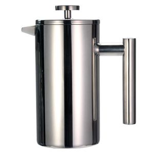 Fransk Press Maker - Rostfritt stål Kaffekanna, Dubbelvägg Vakuum Ismulerad, Bärbar Glas Te Brewer med Filter