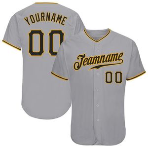 Custom Grey Black-Gold Authentic Baseball Jersey