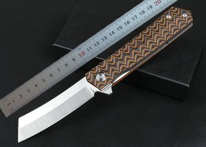 1pcs Ny Flipper Folding Kniv 8Cr14MOV Satin TANTO BLADE G10 + Rostfritt stålhandtag Kullager Fastöppning EDC Pocket Knivar HH01