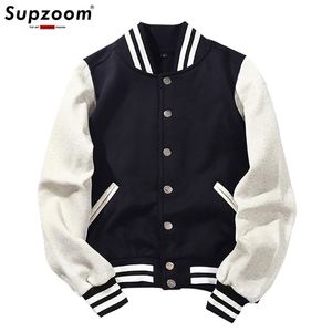 Arrivo Spliced Brand monopetto patchwork stile corto manica a costine bomber da uomo in cotone cappotto da baseball casual 211217