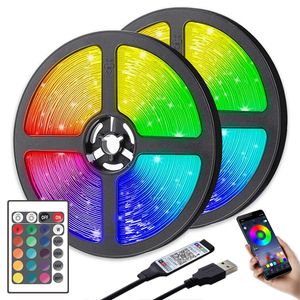 LED Strip Light Fita RGB 2835 Luces String Flexibel Lampa Tape DC5V Bluetooth Infraröd kontroll TV Bakgrundsbelysning Hem Party Decoration