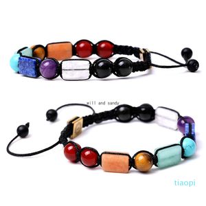 Pulseira De Pedra Natural Gemstone Ajustável Gemstone Ametista Ágata Lapis Tigre Braceletes Para As Mulheres Homens J