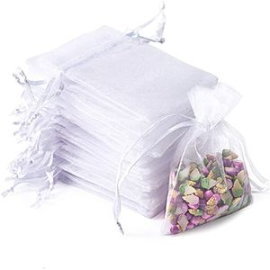 100Pcs/lot Jewelry Bag Organza Gift Bags Reuseable Packing Drawstring Pouches Earring Bracelet Package for Christmas Baby Shower Festival