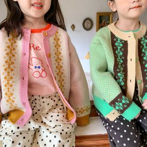 Meninas Sweater Casaco Do Bebê Outwear 2021 Adorável Engrossar mais Veludo Quente Inverno Autumn Knitting Cardigan Children's Roupas Y1024