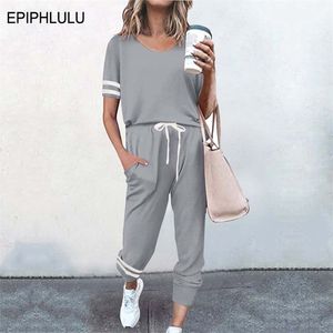 Sommar pyjamas set kvinnor loungewear sleepwear hem kostym kvinnlig avslappnad sömn slitage för xxxl 210831