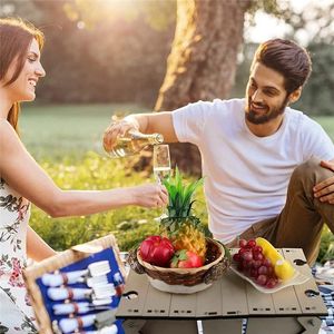 Camp Furniture Wooden Outdoor Folding Picnic-table Holder 2In1 Storage Basket Wine Table Easy To Carry For All Lovers