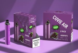 Novo HQD E Cigarros Cuvie Air 4000puffs Pods E-Cigarros Dispositivo Descartável Recarregável Vape Pen Starter Kits 650mAh Bateria 12ml E-Líquido