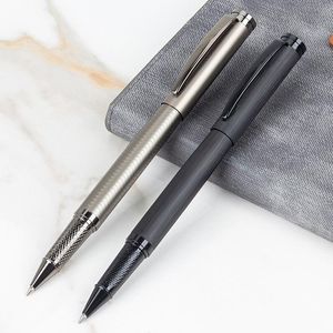 BallPoint Pennor Lyxkvalitet Svart Titanium Matel Present Roller Ballpen Business Office Schweiz Frosted Signature Ink