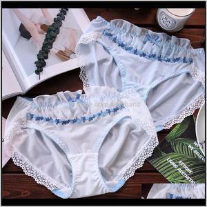 Womens Apparel Drop Delivery 2021 Milk Silk Breathable Lace Trim Panties Sexy Lolita Small Fresh Mesh Bow Traceless Sweet Transparent Underwe