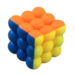 클래식 라운드 공 마술 큐브 장난감 3x3x3 PVC 스티커 블록 퍼즐 속도 큐브