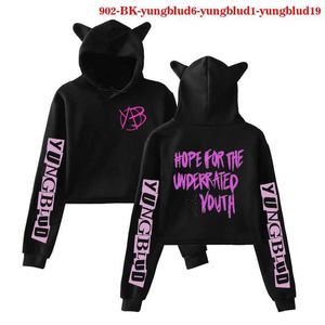 Schwarz Crop Top Sweatshirt Langarm Yungblud Frauen Hoodies Mit Kapuze 90er Jahre Mädchen Streetwear Yungblud Harajuku Hoodie Kpop Hoody 211008