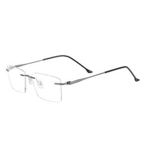 Fashion Sunglasses Frames Rectangular Metal Men And Women Rimless Spectacles Frame For Optical Lenses Myopia Presbyopia Progressive