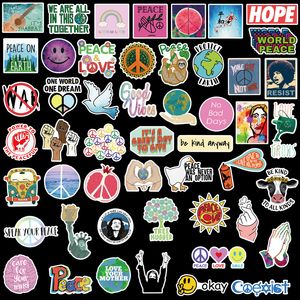 50Pcs-Pack Peace Love Sign Peaceful Vinyl Sticker Waterproof Stickers for Water Bottle Laptop Car Planner Scrapbooking Phone Mac Wardrobe Door Wall Tablet Decal