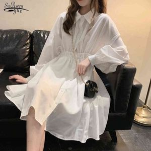 Long Sleeve Preppy Style Solid Sweet Undefined Dresses Woman Dress Simple Elegant Pleated Japanese Students Womens Robe 13350 210521