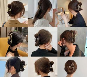 2021ファッション女性の女の子大きな髪の爪のヘアピンシンプルな幾何学的な金属のカニクランプヘアグリップクリップの帽子の宝石宝石5PCS