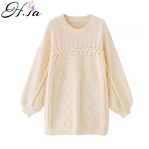 H.SA Women and Jumpers Lantern Sleeve Cashmere Sweater Pullovers Long Knitwear Fashion Tops Femme 210417