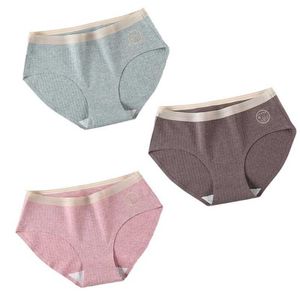 3 PCs / Set Sexy Seamless Algodão Underwear Mulheres Panty Calcinha Suave para Feminino Skin-Friendly Canty Conforto Lingerie Briefs 210720