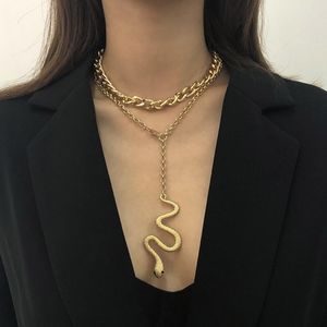 Collares colgantes Fashion Boho Vintage Punk Chain Snake Necklace para las mujeres Multinevel Gold Silver Color Gargantilla Joyería
