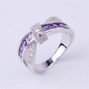 100 Sterling Silver Jewelry Vintage Purple Crystal Couple s Wedding Silver Rings for Women Men Fashion Anel De Prata Bijoux V2