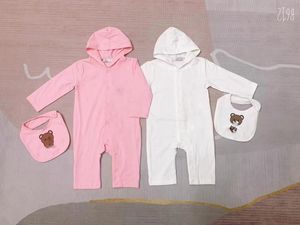 NewCartoon Strampler Babykleidungssets Jungen Mädchen Volle Ärmel Weiche Gitter Jumpsuits Strampler Hut + Lätzchen 3 Teile/satz Anzug 3-18 Monate