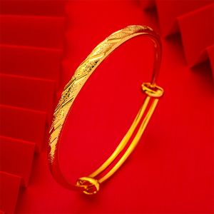 5 mm verstellbarer Armreif Push-Pull-Armband Damenschmuck 18 Karat Gelbgold gefüllt klassisches Dubai-Geschenk