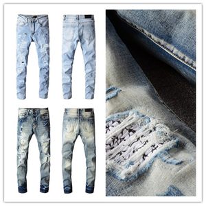 21SS Ankomster Designe Jeans Berömda Casual Designers Höst Slim-Benbyxor Rippade Jean S Motorcykel Sommarbyxor Penna Pantstorlek 28-40