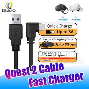 Dla okularów Cable Cable Quest 2 VR Kable słuchawkowe 10 stóp 16ft 20ft USB do typu C Synchronizuje Kable Data szybka ładowarka Izeso