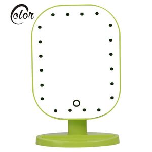 Espelhos compactos Rotatable Screen Touch Makeup Espelho Moda LED Vanity Vanity Square Desk Stand Cosméticos Beleza Compõem Ferramentas Presente