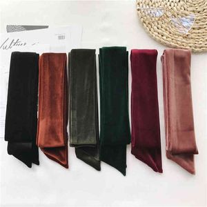 Luna&Dolphin Women Long Narrow Scarf 200x6cm Opulent Velvet Ribbon Caramel Black Sexy Tie Vintage Headbands Lady Choker Streamer